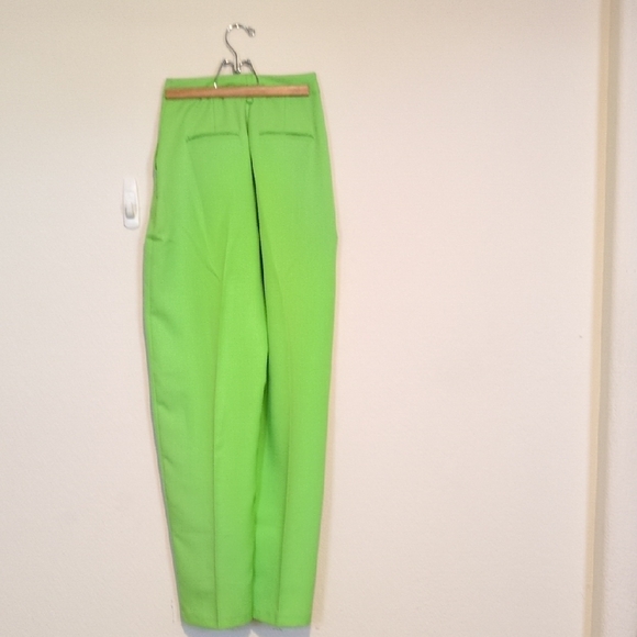 Topshop High Rise Lime Green Trousers Sz 2 - Picture 2 of 14